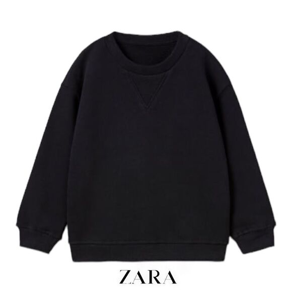 ZARA Kids | Black | PLAIN V-NOTCH SWEATSHIRT - Picture 1 of 4